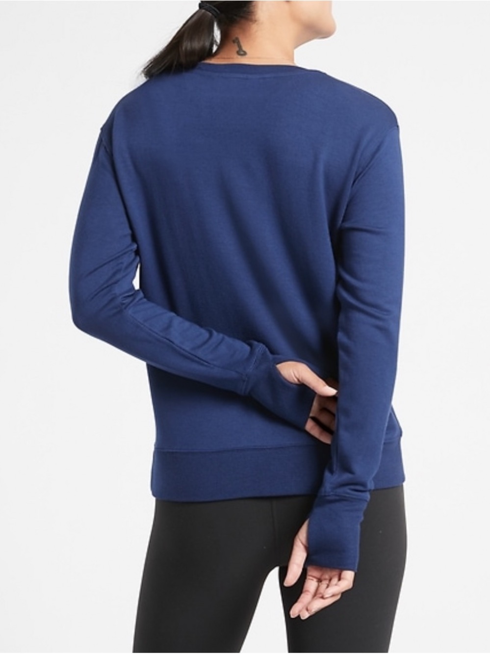 Athleta Classic V-Neck Long-Sleeve Yoga Sleeve Top- Navy